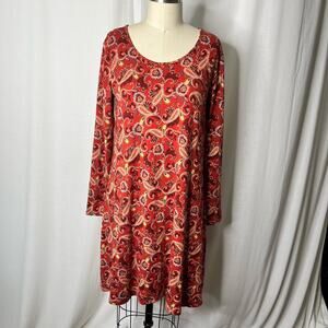 Stitch Fix Nine Britton Paisley Long Sleeve Swing Dress Small NWT